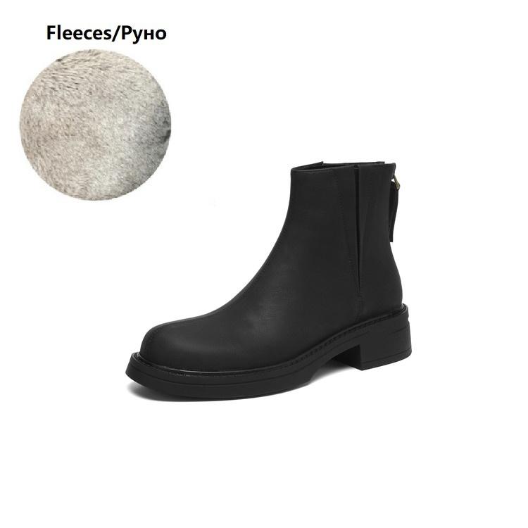 

Fashion NEW Autumn Women Boots Split Leather Shoes for Women Round Toe Chunky Heel Shoes Zipper Ankle Boots Daily Shoes Chelsea Boots 34