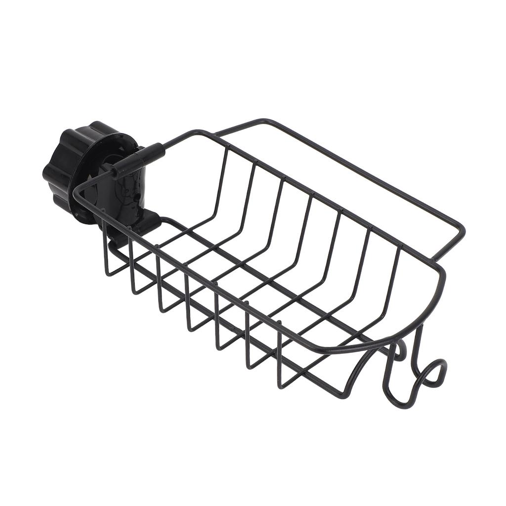 Kitchen Sink Faucet Organizer Rack Carbon Steel Sponge Sink Drain Holder for 0.9-1in Round Water Pip