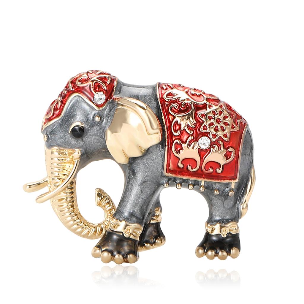 Hot Sale Retro Alloy Enamel Elephant Brooch Delicate Cartoon Men'S And Women'S Suit Cardigan Corsage Ornament Pin
