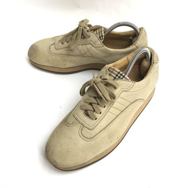 Burberry LONDON Leather Shoes Sneakers Beige Tan Check Pattern Size 24.5(USED)