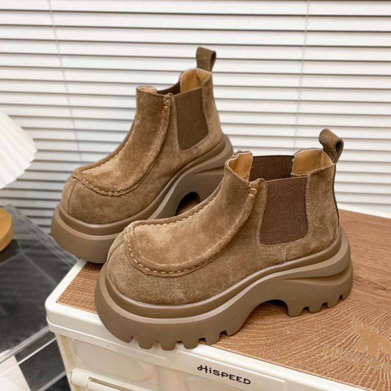 Fashion Flats Platform Women Ankle Boots Casual Suede Winter Sport Shoes Fashion Dress New Boots 2025 Designer Goth Femme Chelsea Boots