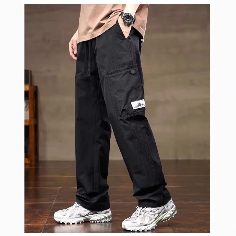 Men's summer thin quick-drying ice silk pants, new loose straight casual tooling trousers