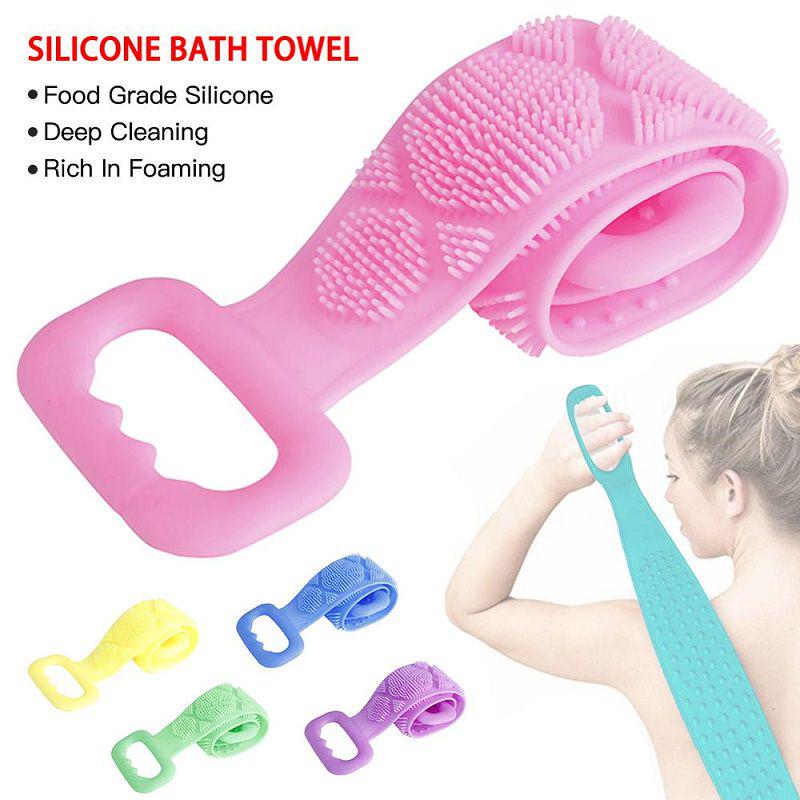 Luxurious Double Sided Back Scrubber Silicone Bath Shower Body Brush With Handle Strap