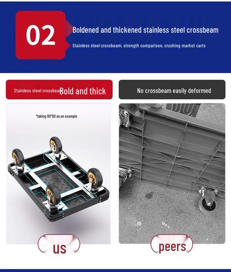 Foldable Steel Hand Truck: Portable Small Trolley for Transporting Goods