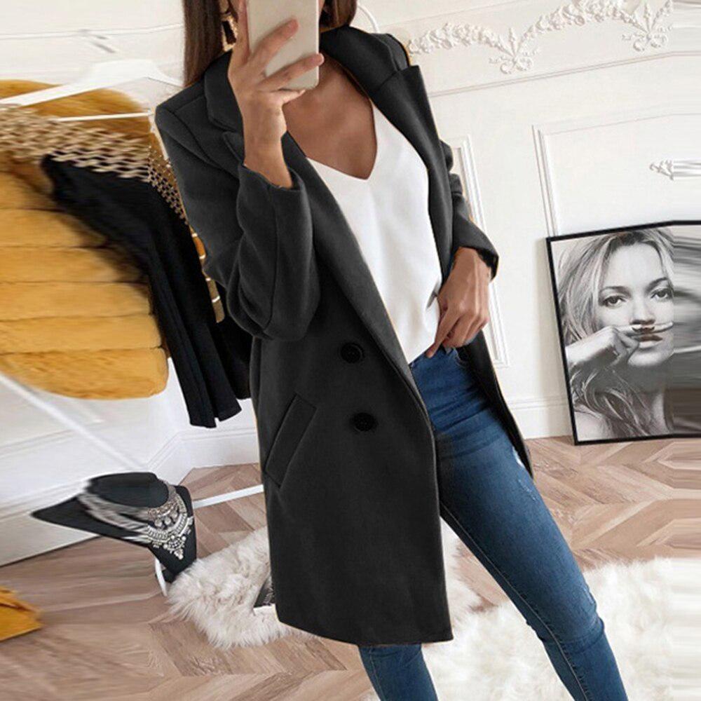 Women's Solid Color Lapel Mid-length Button Imitation Woolen Coat Spring Furry Outerwear Type 2024 Autumn Winter Plus Size New Faux Fur Coat
