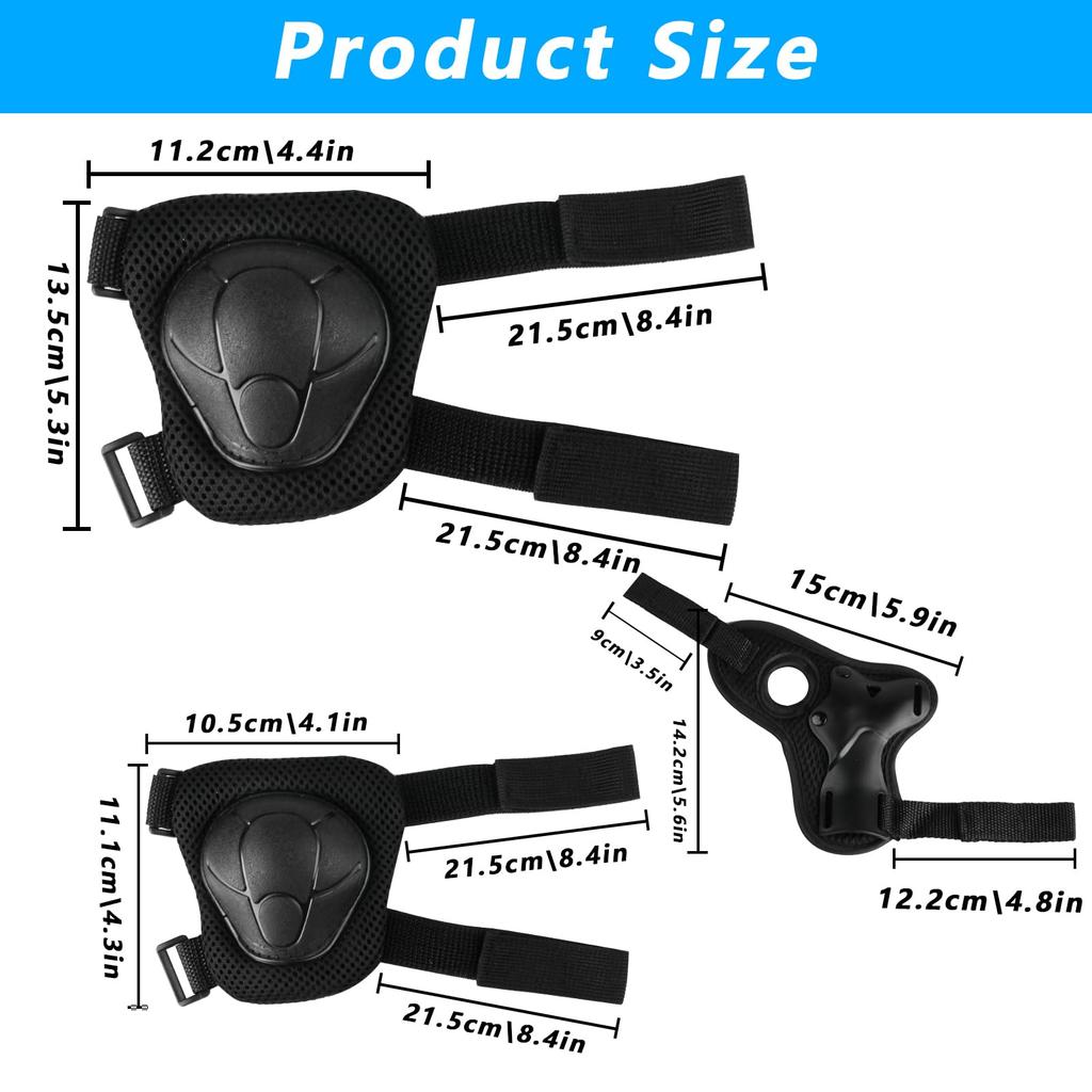6-in-1 Kinder Schutzausrüstungsset - Knie-/Ellbogenschoner & Handgelenkschützer für Skateboarding, Inlineskaten & Roller