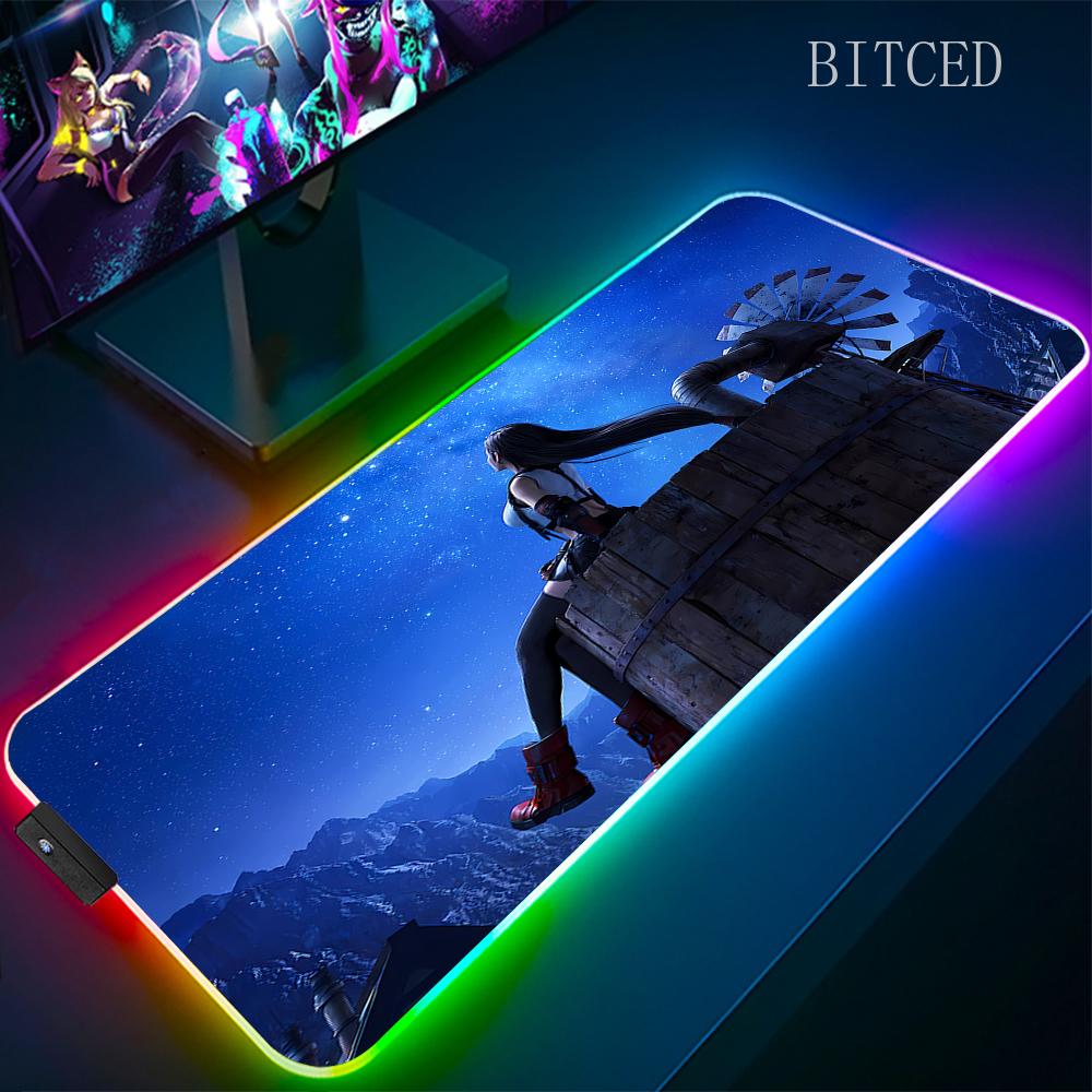 Rgb Final Fantasy Mouse Pad Laptop Mousepad Gaming Cool Mouse Mat Large Gamer Mousepads Speed Cool LED Desk Mat with Backlight