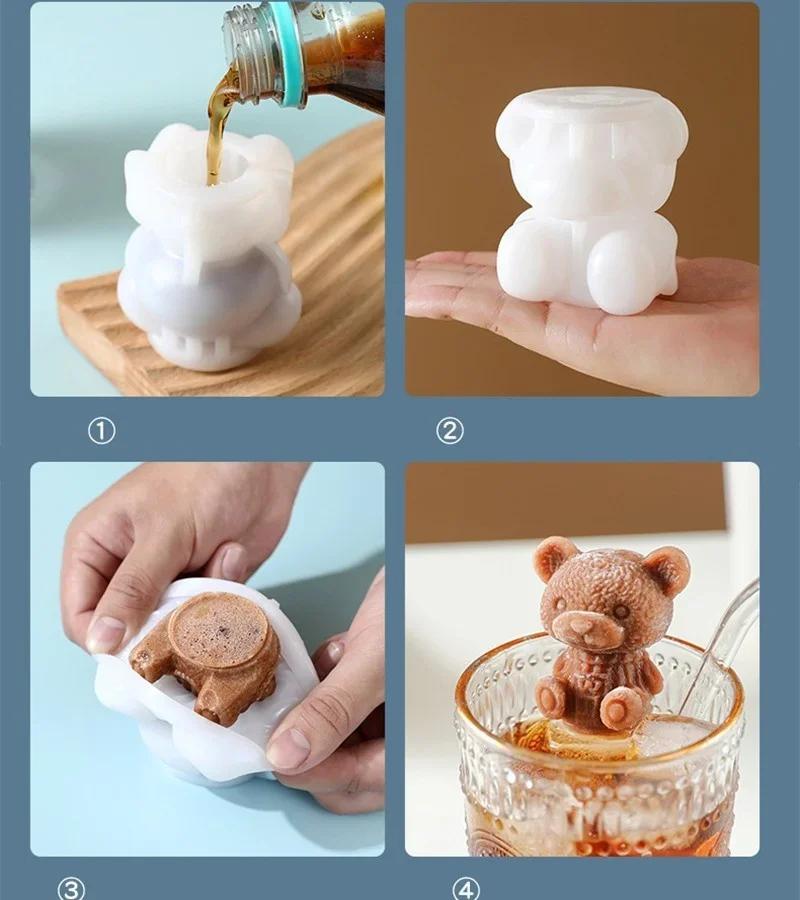 Bear Shape Cube Machine Chocolate Cake Mold Ice Cream Diy Whiskey Cocktail Cold Drink Silicone Molds Household Accessories Tools