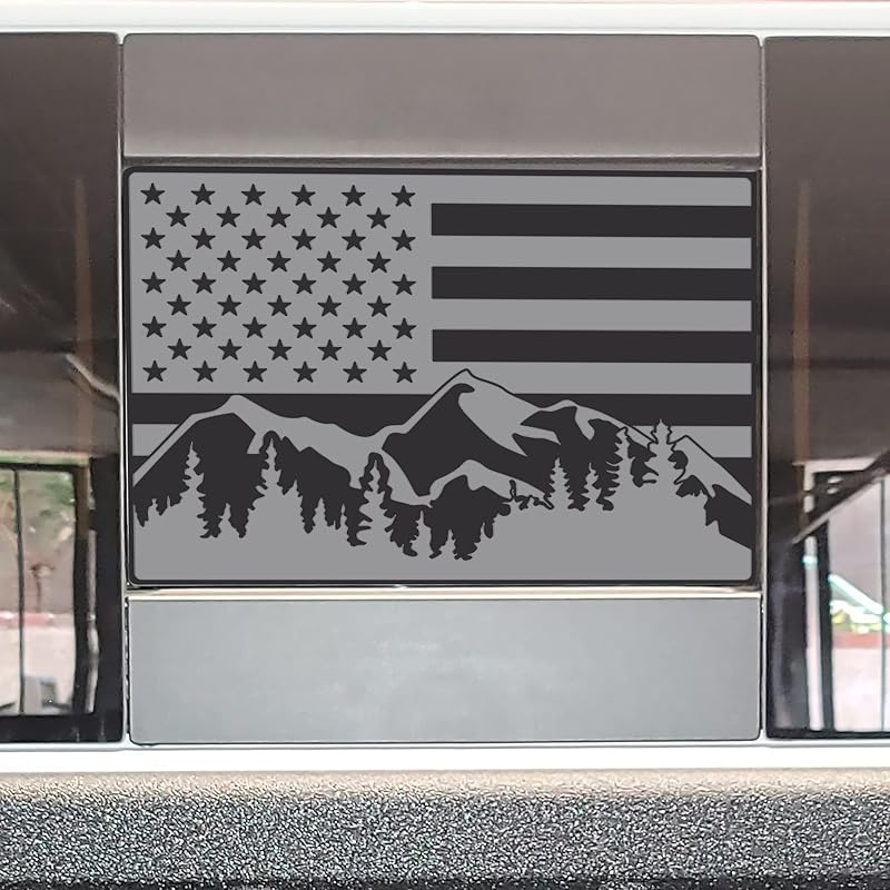 Zhizhong Rear Middle Window Decal Compatible With RAM 1500 2500 3500 2009- 2024, American Flag Back Sliding Window Sticker