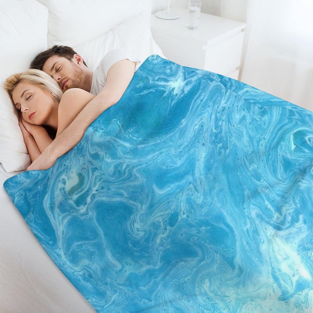Ocean Turquoise Throw Blanket Luxury Brand Vintage Retros Hairy Blankets