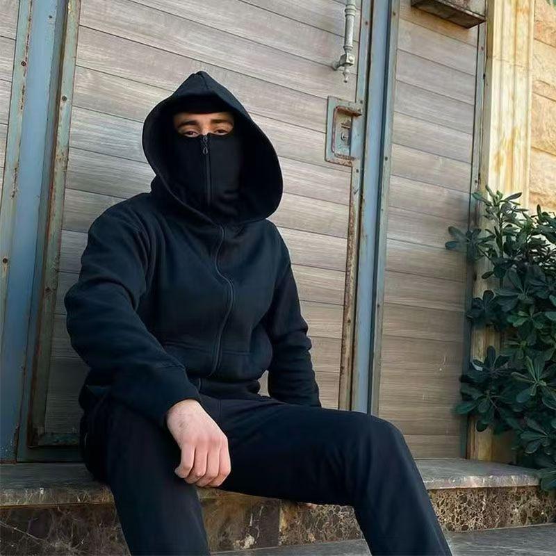 Unisex USDT Outdoor Kapuzenstrickjacke - Einfarbig, Doppelte Kapuze, Lockerer Schnitt für Frühling/Herbst