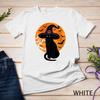 Womens Vintage Scary Halloween Black Cat Costume Witch Hat and Moon Unisex T-Shirt Mens Womens Tees Top
