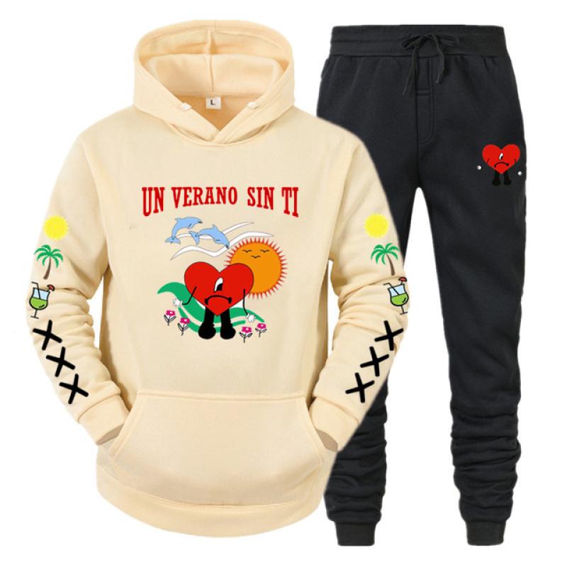Hoodie Set Bad Bunny UN VERANO SIN TI Print Sweatshirt Men Women Unisex Oversized Fashion Casual Long Sleeve Pants Suit Clothes