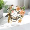 Acrylic Special Shape Flower Bird DIY Crystal Diamond Clock Diamond Painting Clock Handicraft Diamond Painting Clock for Desktop