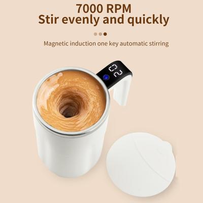 Yousheng Zelfroerende Magnetische Koffiekop met Temperatuurweergave 304 Roestvrij Staal Magnetische Roerder Lekvrije Koffiemok Drinkgerei
