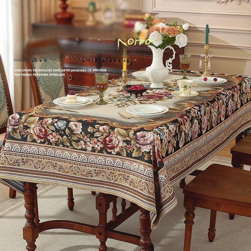 European Style Table Cloth for Home Use Thickened Anti Scald Dining Table Cloth Rectangular Dustproof and Beautifying Decoration