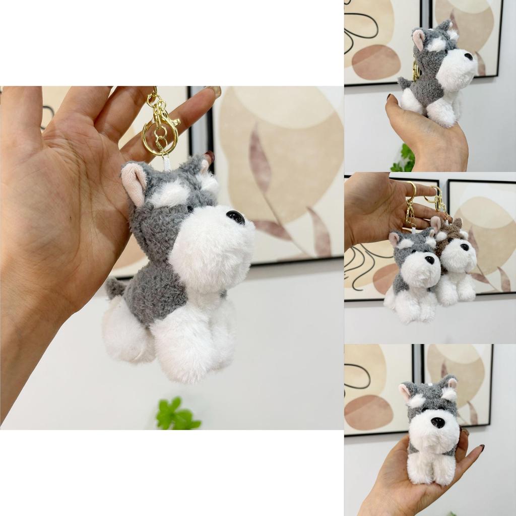 Soft Schnauzer Plush Keychain Cute Dog Stuffed Toy For Bags