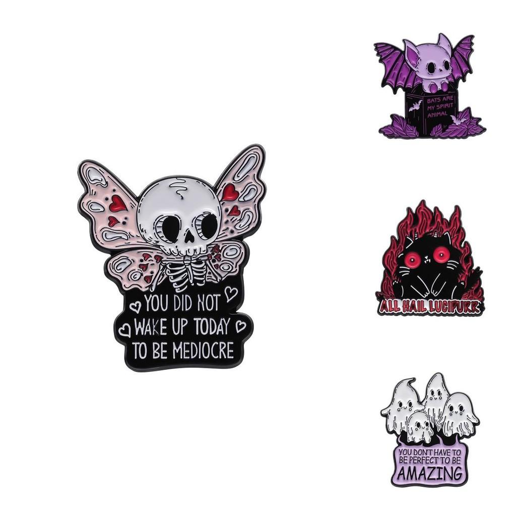 Multipurpose Trendy Halloween Brooch With Eyecatching Skull Bat And Ghost Features All For