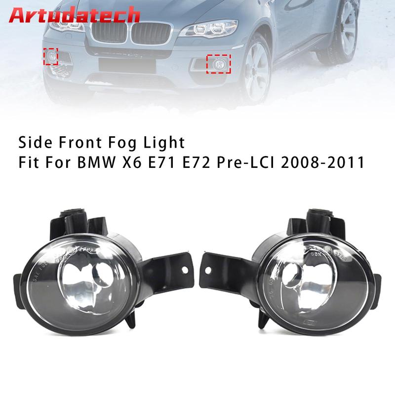 Artudatech Pair Front Fog Light Lamps Without Bulbs For BMW X6 E71 E72 08-11 63177187631