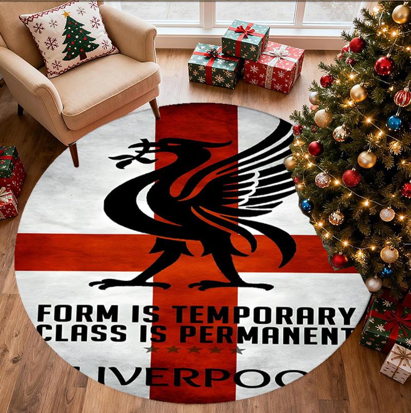 Liverpool F.C Pattern Round Rug, Indoor/Outdoor Mat, for Picnic, Gameroom, Bedroom, Office, Living Room, Home Decor Carpet, Birthday Gift