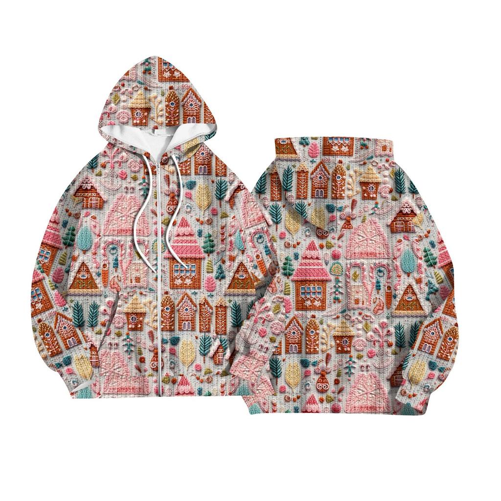 Women's Fashion Jacket Casual Printed Long-sleeved Hooded Cardigan Sweatshirts