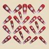 24Pcs Christmas Press On Nails Medium Square WLGDLH Red Fake Nails Silver Glitter with Snowflakes Design Glossy Full Cover Winter Glue On Nails