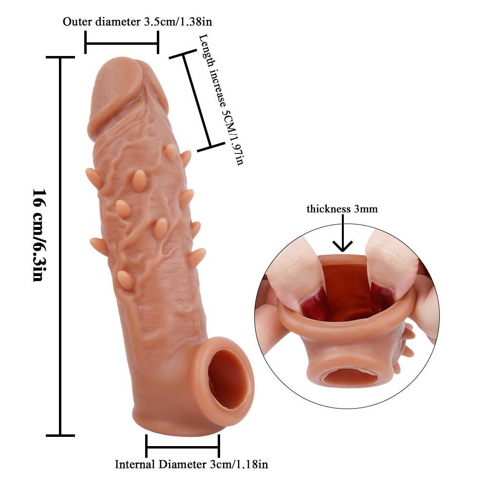 Realistic Condoms For Men Reusable Penis Sleeve For Male Extender Dildo Enhancer Enlargement Condom Male Cock Sex Toys