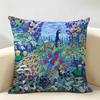 Retro Springtime Village Plants Cushion Cover Natural Linen Organic Fabric DoubleSided Printing Room Sofa Decor Pillow Case