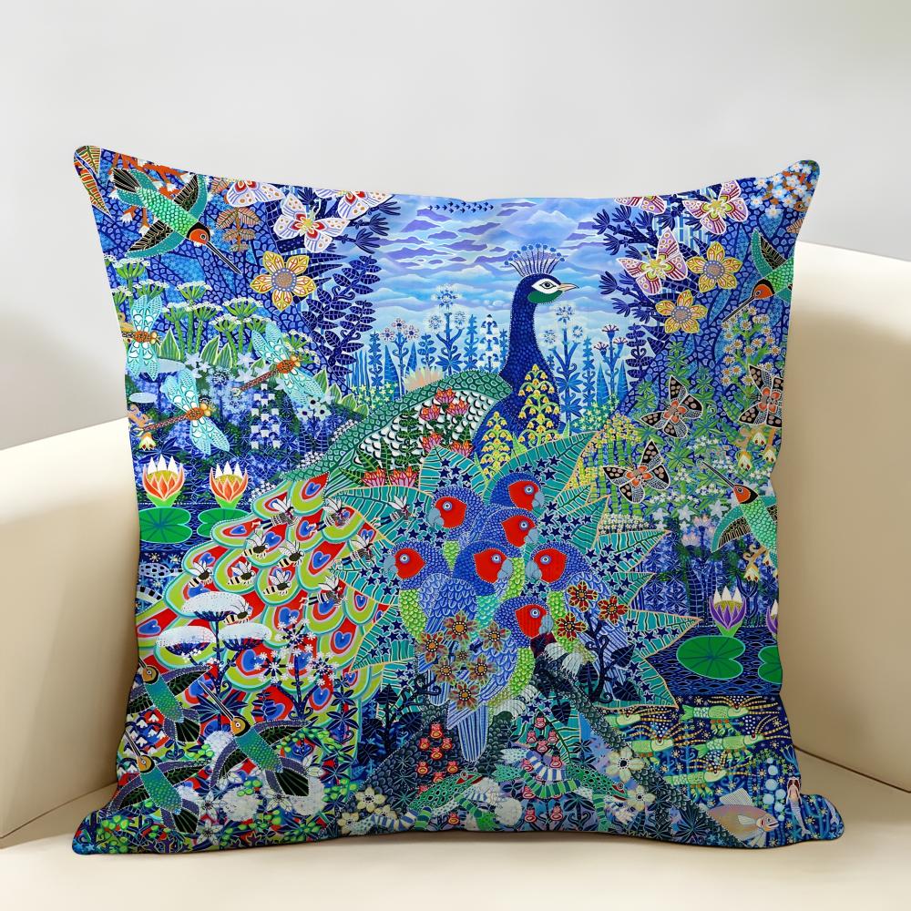 Retro Springtime Village Plants Cushion Cover Natural Linen Organic Fabric DoubleSided Printing Room Sofa Decor Pillow Case