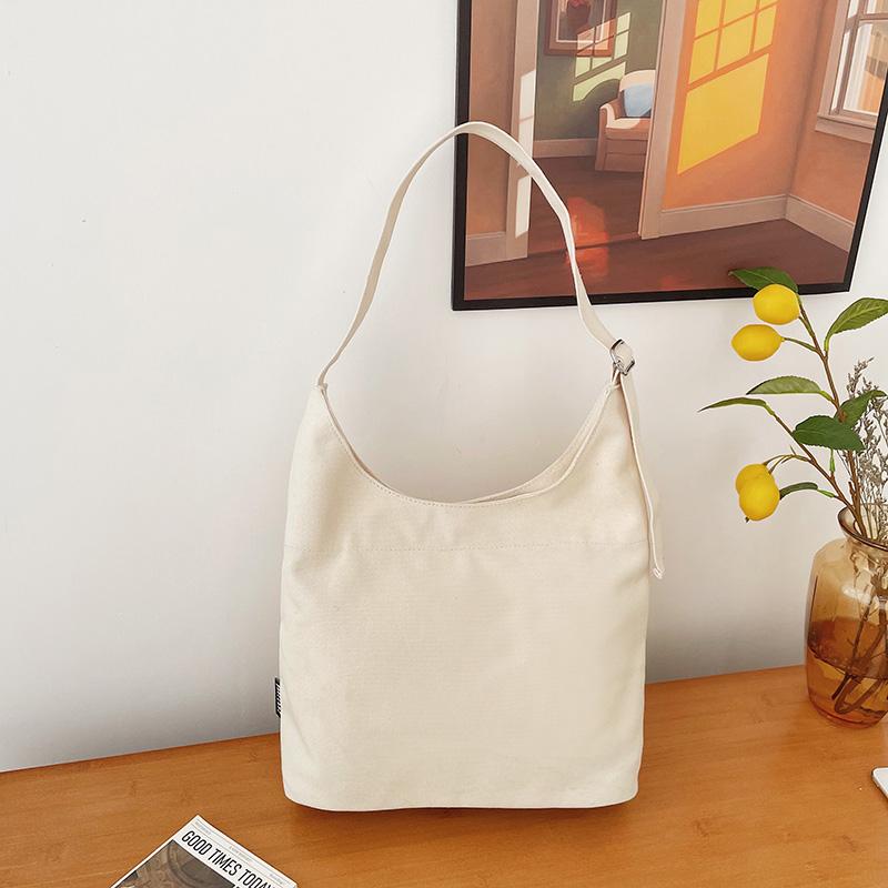 Large Capacity Tote Bag Women's Canvas Bag Solid Color Shoulder Crossbody Bag
