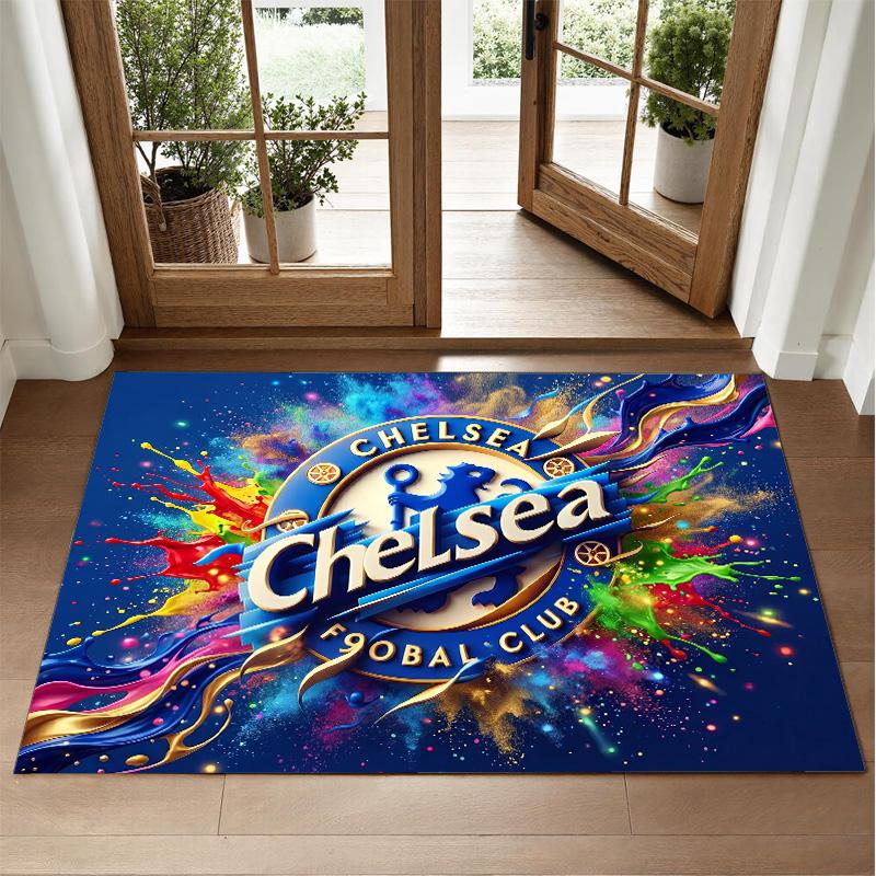 Chelsea FC Design Crystal Velvet Rug Soft Decorative Mat for Bedroom Entrance
