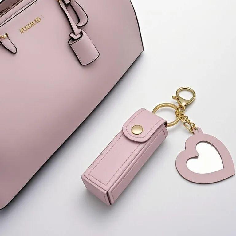 Portable Lipstick Mouth Red Envelope Gift Coin Purse Keychain Women Girls'Lipstick Storage Bag Fashion Storage Box with Mirror