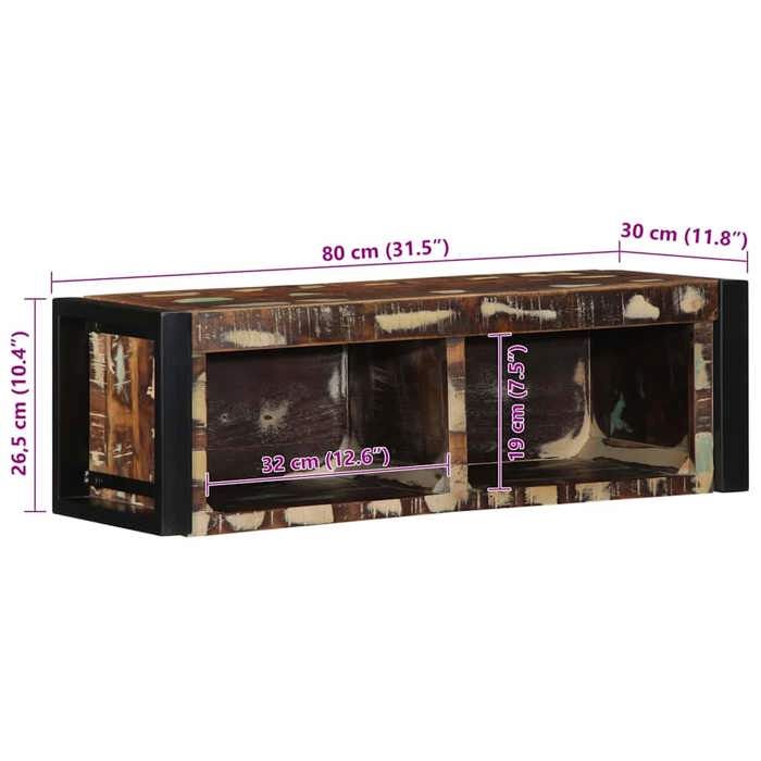 VidaXL Meuble TV multicolore 80x30x25 cm bois de récupération solide, support tv, armoire média, armoire hifi, unité TV, 4015934