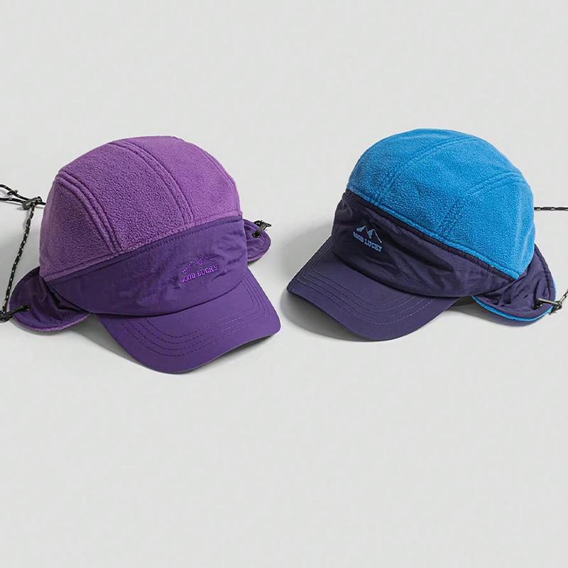 1pc Color-blocked Winter Bomber Hat Lei Feng Hat for Men and Women,Outdoor Warm Ear Protection Windproof Cord Ski Ride Pilot Hat