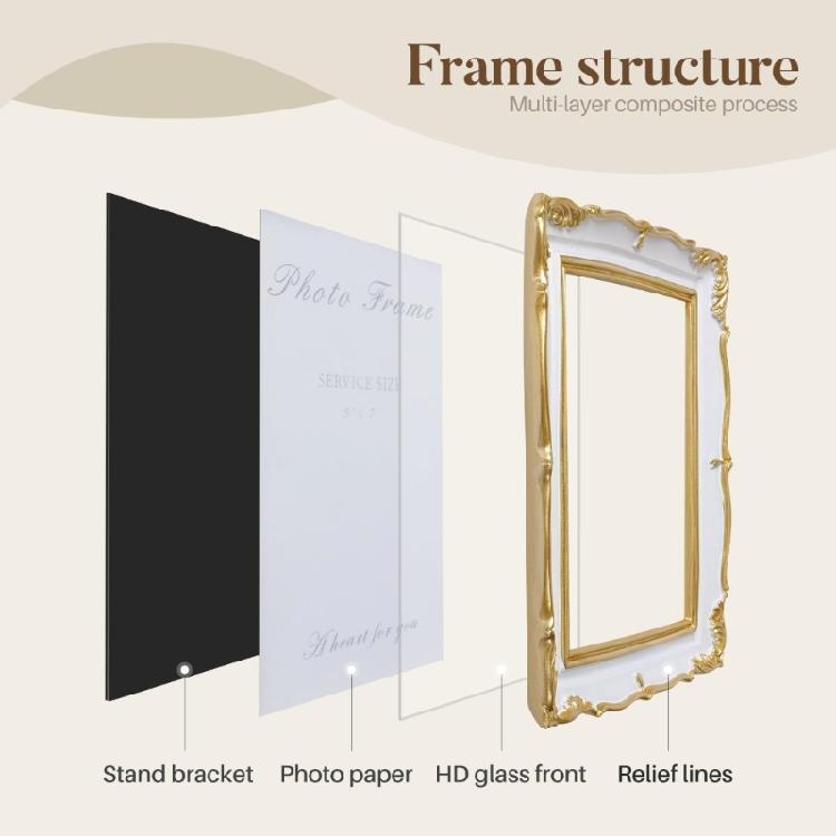 Antique Ornate Photo Frame with Floral Relief Vintage Picture Frame Wall and Tabletop Display for Home Decors Art Gallery