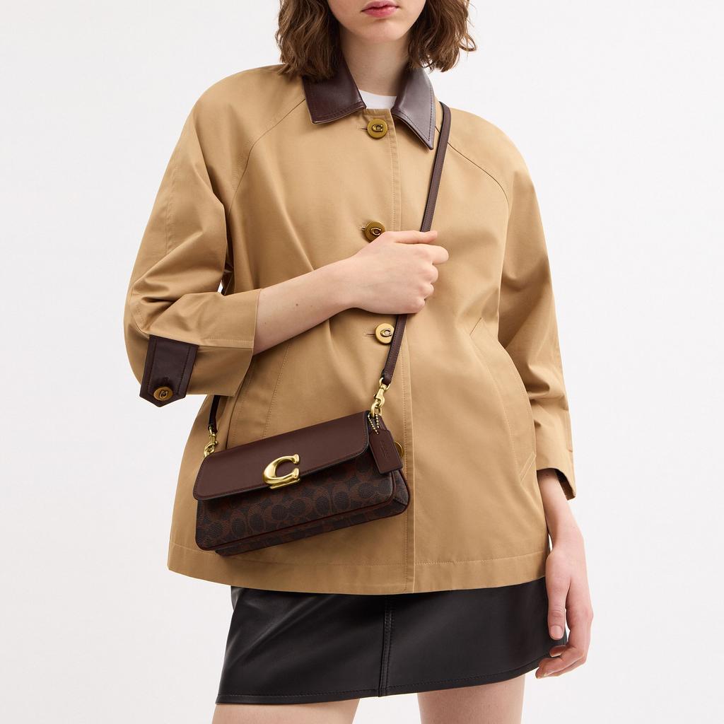 Coach Jet 25 Classic Logo Coated Canvas And Leather Crossbody Bag Medium Women Bags Maple-Brown CBA83-B4YDT