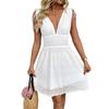 2026 Summer New Fresh Vacation Short Skirt, V-neck Shoulder Strap Style White Dress