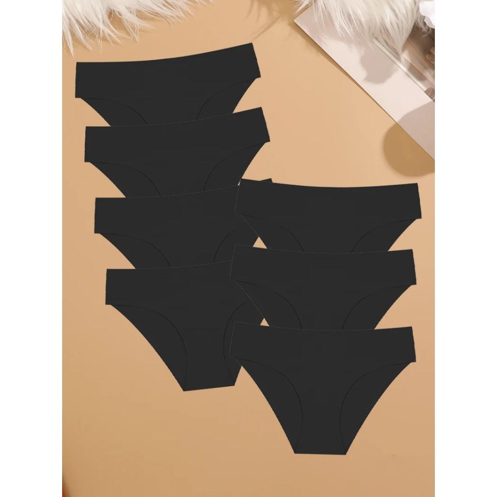 7Pcs Ice Silk Seamless Underwear For Women Sexy Ultra-thin Low Waist Panties Female Comfortable Soild Briefs Lingerie