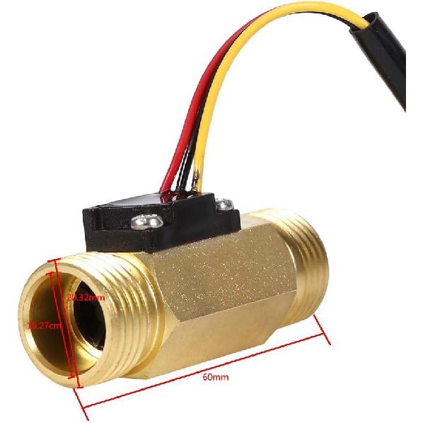 Water Flow Sensor Switch Hall Effect Water Flowmeter Meter 1-30L/min, DC4.5-18V, Copper - Water Flow Hall Sensor