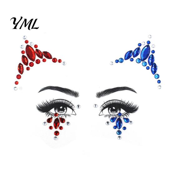 Easter Eve Party Gems Face Makeup Temporary Tattoo Sticker, Faux Crystal Jewelry Flash Nightclub Rhinestone Teardrop Eyeliner Decoration for