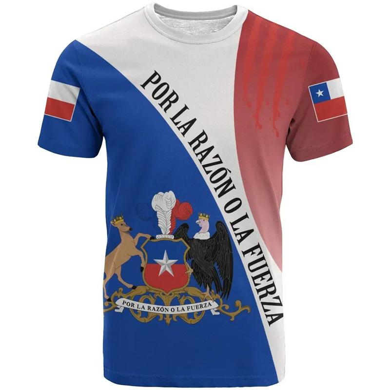 Chile 3D Printing T Shirt Man Summer O-Neck Short Sleeve Oversized Top Casual
