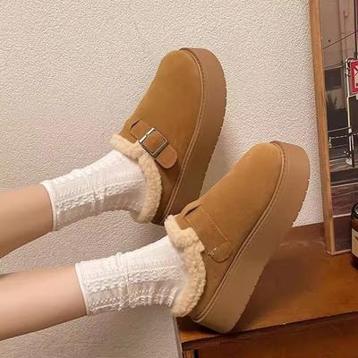 Thick-soled Women's Shoes, Slippers, Fleece Cotton Shoes, Toe Caps, Half-slippers and Snow Boots