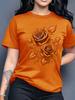 Women's Purple Rose Print Crew Neck Short Sleeve T-Shirt Casual Party Machine Washable Plus Size Top