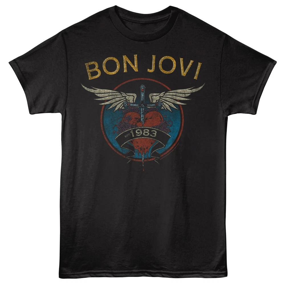 Bon Jovi Est 1983 Bleeding Heart & Dagger Men s T Shirt Rock Music Merch 2XL