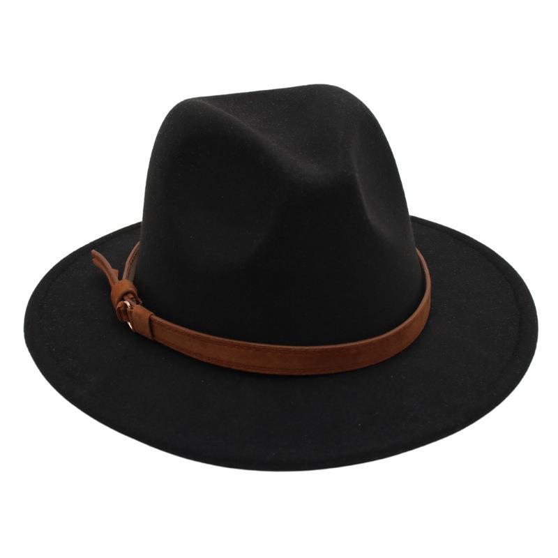 Gentleman'S Top Hat Vintage Jazz Hat Men'S And Women'S Elegant Felt Hat Belt Buckle Tweed Hat Light Luxury