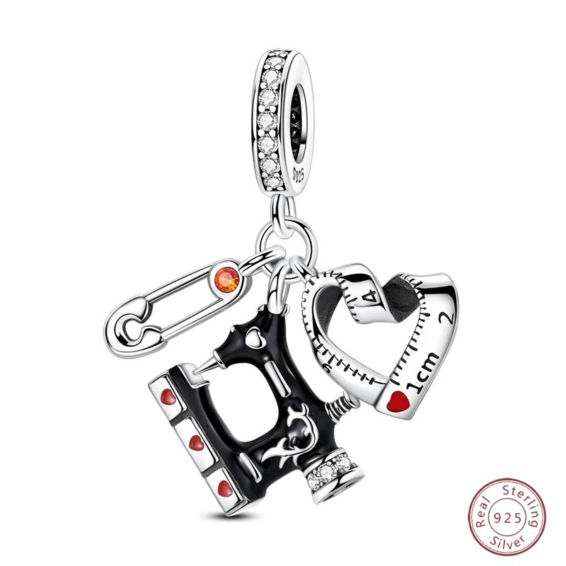 New Original Charm Bead Pendants Copper Crown Strawberry Perfume Gold Bow Fit Bracelet Necklace Women Jewelry