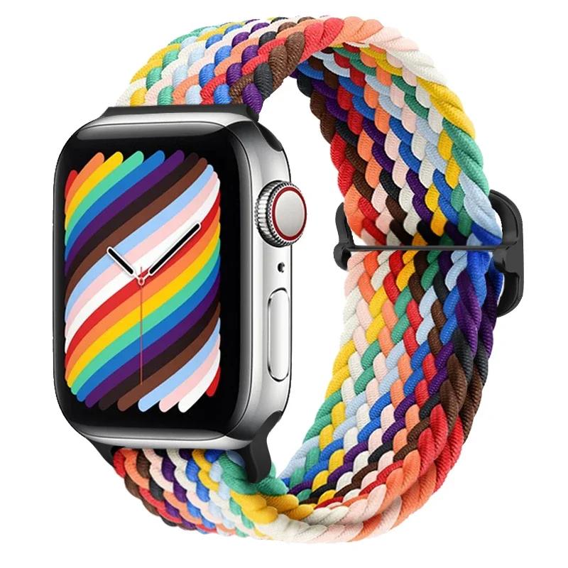 

Плетеный ремешок Solo Loop для Apple Watch 10 Band 42 мм 46 мм 45 мм 44 мм 40 мм 9 8 7 6 5 4 SE 2 Регулируемый эластичный нейлоновый ремешок iWatch Ultra 38 40 41mm