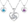 Silver Plated Diamond Sapphire Necklace Eternal Crystal Clavicle Chain Simple Niche Sun Heart Pendant Item Jewelry