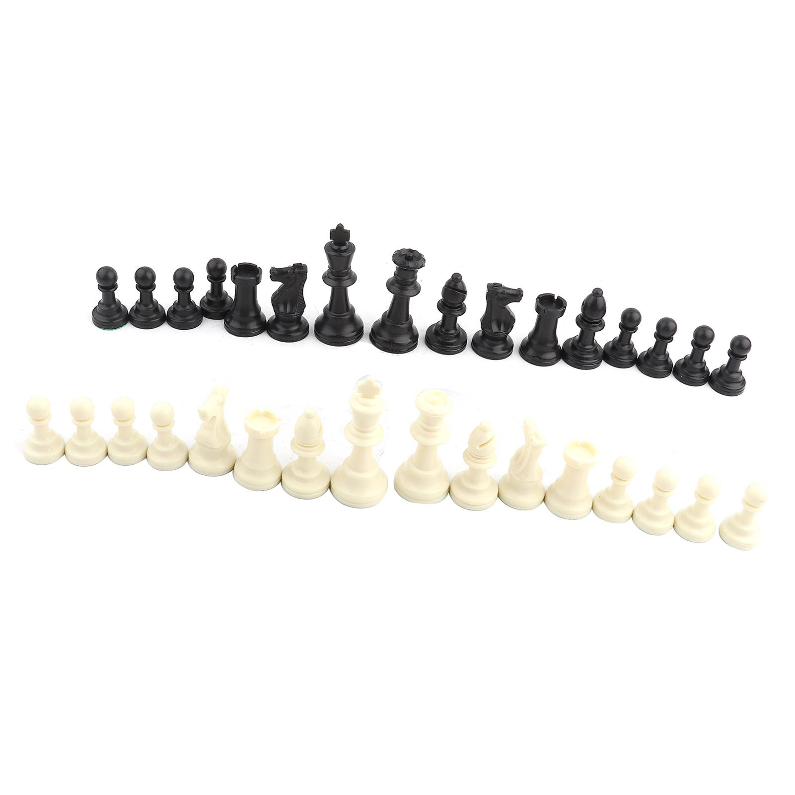 Plastic Chessmen Set International Chess Game Complete Chessmen Set Black&White M