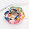 New Fashion Deil Eye Enamel Bangle for Women Colorful Beaded Boho Rectangle Shape Hand Accessory